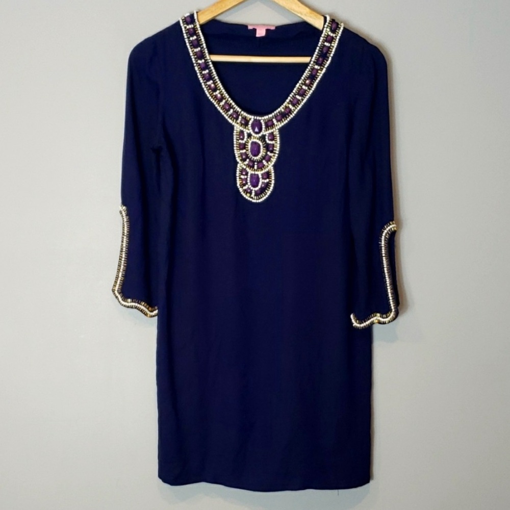 EUC Lilly Pulitzer bejeweled tunic dress size XS 100% cotton